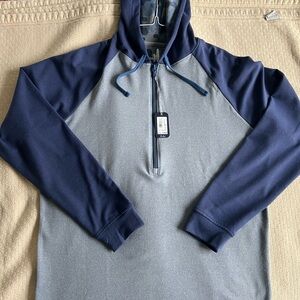 johnnie-O Navy and Light Gray 1/4 Zip-Up Sweater